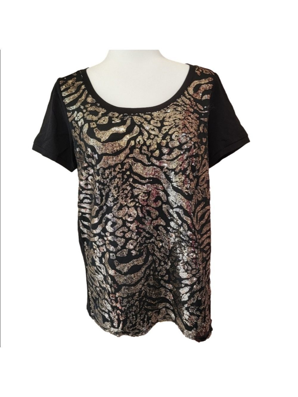 Bob Mackie Black Sequin Top Wearable Art Festival Party Size Small NWT
